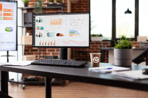 Computer screen showing a bung of financial graphs and charts valic variable annuity life insuranc company